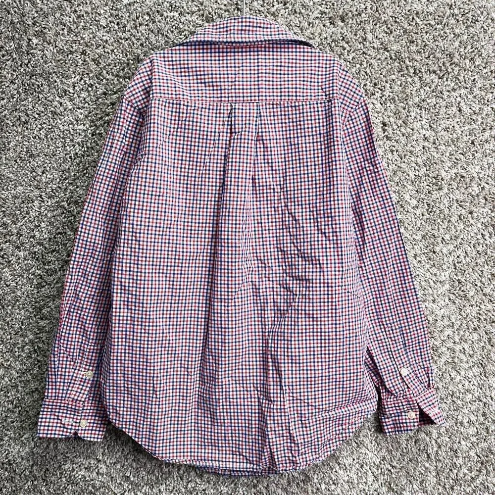 Ralph Lauren Shirt Boys M 10-12 Cotton Red, Blue & White Plaid Long Sleeve Butto